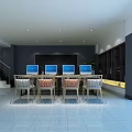 Modern Front Desk Reception Area With Green Plant Wall And Display Shelves