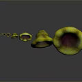 Vibrant Yellow And Purple Spotted Mushroom Like Creatures Arranged In A Line