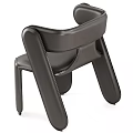 Modern Leather Accent Chair with Unique Armrest Design and Stylish Frame Structure