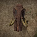 Ancient Mammoth Figure With Long Curved Tusks And Brown Fur