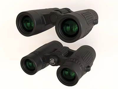 High Quality Black Binoculars With Green Lenses Pair For Outdoor Use 3d model