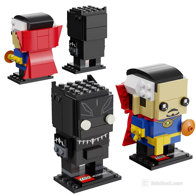 LEGO Brick Characters With Red Capes Black Suits And Colorful Outfits 3d model 