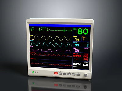 TRUMED EX30 Medical Electronic Monitor with ECG Waveform and Vital Signs Data 3d model