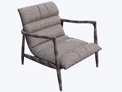 Modern Gray Fabric Dining Chair With Wooden Armrests And Padded Seat 3d model