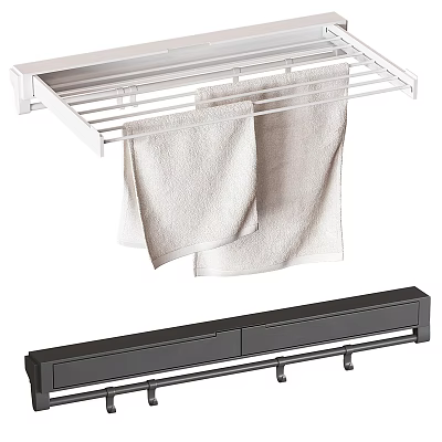 Multifunctional Towel Racks With Hanging Towels In White And Black 3d model