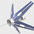 Industrial Equipment With Blue Solar Panels Rotating Blades Central Mechanical Body And Antenna