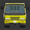 Yellow Flatbed Truck With White Cargo Bed And Front Design Model