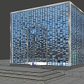 Modern Pergola Design With Grid Like Blue Black Pattern Central Opening Green Elements 3d model