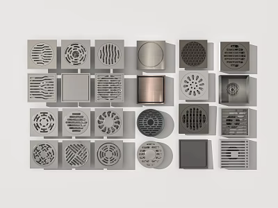 Stainless Steel Bathroom Accessories Modern Floor Drains With Various Patterns And Shapes 3d model
