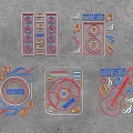 Creative Decorative Lights With Modern Geometric Shapes And Red Blue Accents