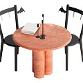 Middle style dining table and chair combination 3d model