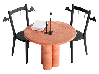 Middle style dining table and chair combination 3d model