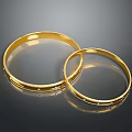 Elegant Shiny Golden Bracelets With Small Decorations On Dark Reflective Background