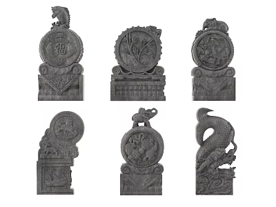 Exquisite Stone Wood Decorative Carvings With Intricate Patterns And Artistic Details 3d model