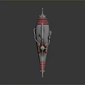 Futuristic Sci Fi Weapon With Silver Metal Body Red Stripe Accents And Retro Futuristic Design