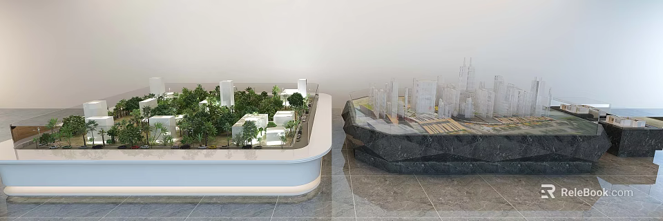 Commercial Equipment For Architectural Model Display With Greenery And Urban Design 3d model 