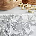 Pistachios Ice Cream Cookies And Tea Served On Wooden Tray With Olive Branches