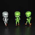 Game Movie Cartoon Characters Silver and Green Walking with Backpacks in Black Scene