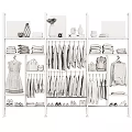 Neatly Organized Closet With Hanging Folded Clothes Bags Shoes And Decorative Items