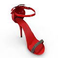 Elegant Red High Heel Sandals With Ankle Strap And Rhinestone Decoration