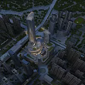 Aerial Planning of Modern Urban High Rise Buildings with Central Plaza and Road Network