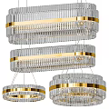 Elegant Crystal Chandelier with Multi Layer Golden Frame and Transparent Crystal Decor 3d model
