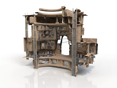 Industrial Architectural Structure With Multiple Levels Windows Metal Frames And Open Design 3d model