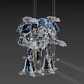 Futuristic Blue Intelligent Machine Featuring Yellow Accents And Mech Style Weapons Design