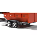 Red Dump Trailer With Dual Wheels And Gray Chassis Structure 3d model
