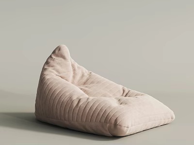 Modern Light Pink Velvet Bean Bag Chair With Striped Design For Cozy Living Space 3d model