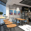 Malatang Restaurant Interior With Open Kitchen Menu Display Wooden Tables And Hanging Lights