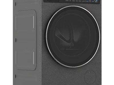 Sleek Gray Washing Machine With Circular Door And Top Control Panel Design 3d model