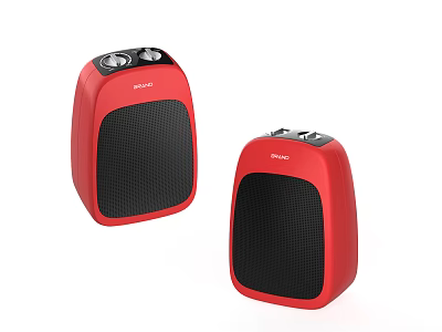 Red SENIC Portable Speakers with Black Mesh Grille and Control Knobs 3d model