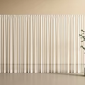 Modern Sheer White Curtains With Pleated Design In Minimalist Interior Room And Green Plant