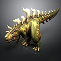 3D Dinosaur Creature With Green Yellow Body And Spiked Back Design