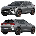 Gray SUV Car With Orange Wheels Sporty Front Grille And Stylish Rear Lights