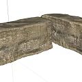 Two Natural Stone Wood Blocks with Rough Surface Texture and Solid Structure