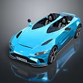 Aston Martin Blue Convertible Sports Car With Sleek Exterior Open Top And Black Wheels