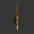 Tyrannosaurus Rex Dinosaur Model With Brown Striped Body Green Eyes Open Mouth Standing Pose