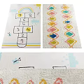 Colorful Square Rugs With Houses Trees Balloons And Playful Car Designs