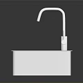 Food Preparation Sink With White Square Shape And Silver Faucet On Dark Background