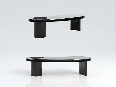 Modern Black Coffee Table With Sleek Circular Top And Cylindrical Legs Design 3d model