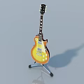 Electric Guitar With Sunburst Finish On Stand Against Gray Background