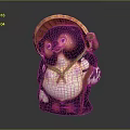 Traditional Figurine Anthropomorphic Creature Character With Yellow Bamboo Hat Black Face And Red Feet