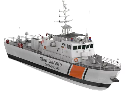 Coast Guard Patrol Vessel SAHIL GUVENLIK CG1300 White Hull Orange Stripe Antenna Radar Systems 3d model