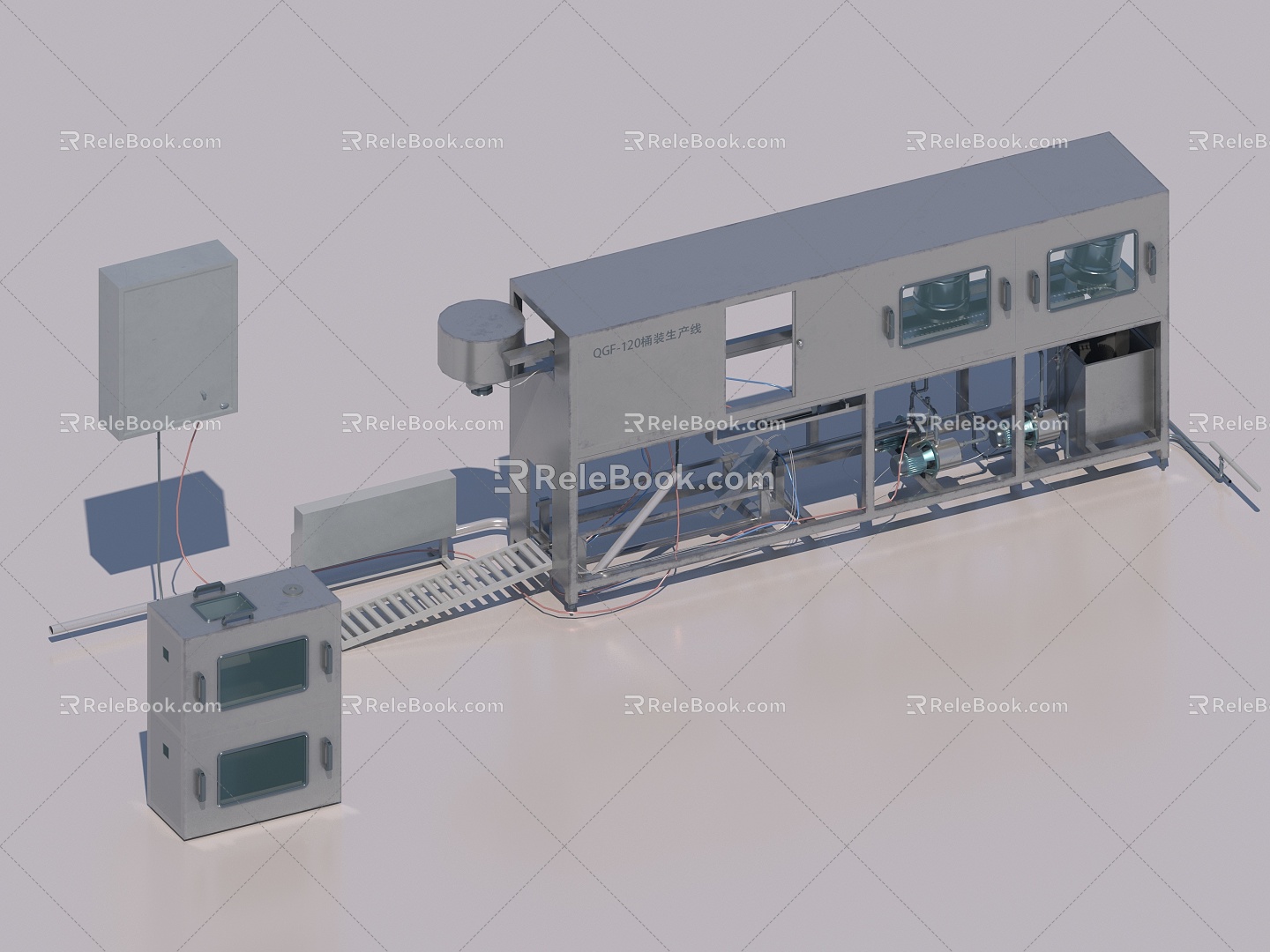 Pure water production workshop Pure water system barreled production line equipment Water production equipment 3d model