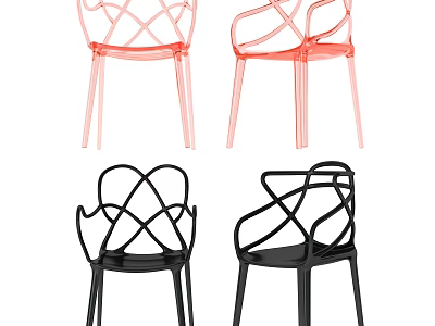 Stylish Transparent Leisure Chairs With Cross Back Design In Pink And Black 3d model
