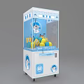 White And Blue Claw Machine With Cartoon Design Coin Operated Kids Amusement Equipment