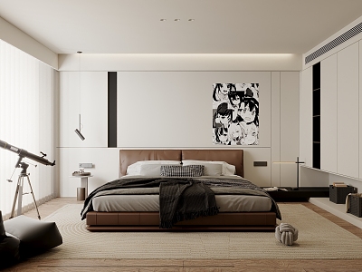 Modern Bedroom Minimalist Cream Bedroom 3d model