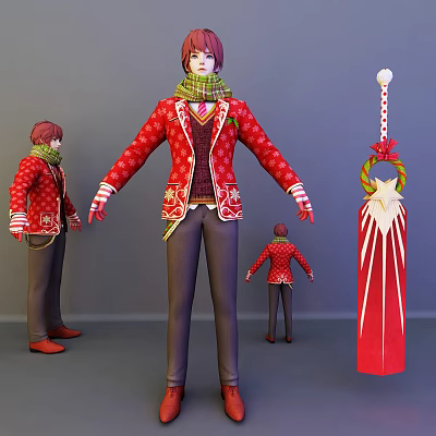 Modern Game Character Christmas Warrior 3d model Modern Game Character Christmas Warrior 3d model